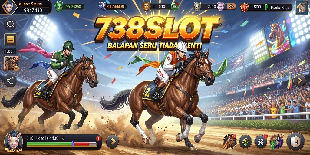 Tangkapan layar 738SLOT menampilkan aksi balapan yang cepat dan mendebarkan.