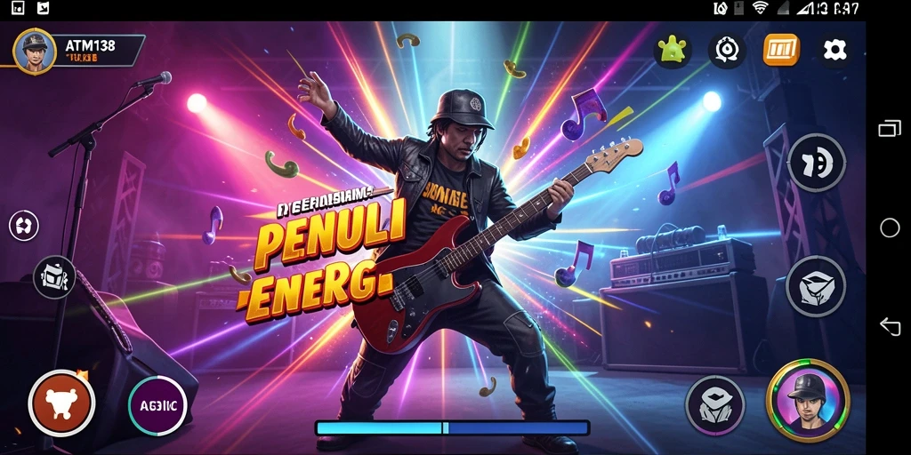 Tampilan gameplay ATM138 yang menarik dengan berbagai instrumen musik.