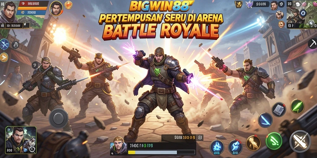 Tangkapan layar utama dari BIGWIN88 menampilkan aksi pertempuran Battle Royale yang mendebarkan.