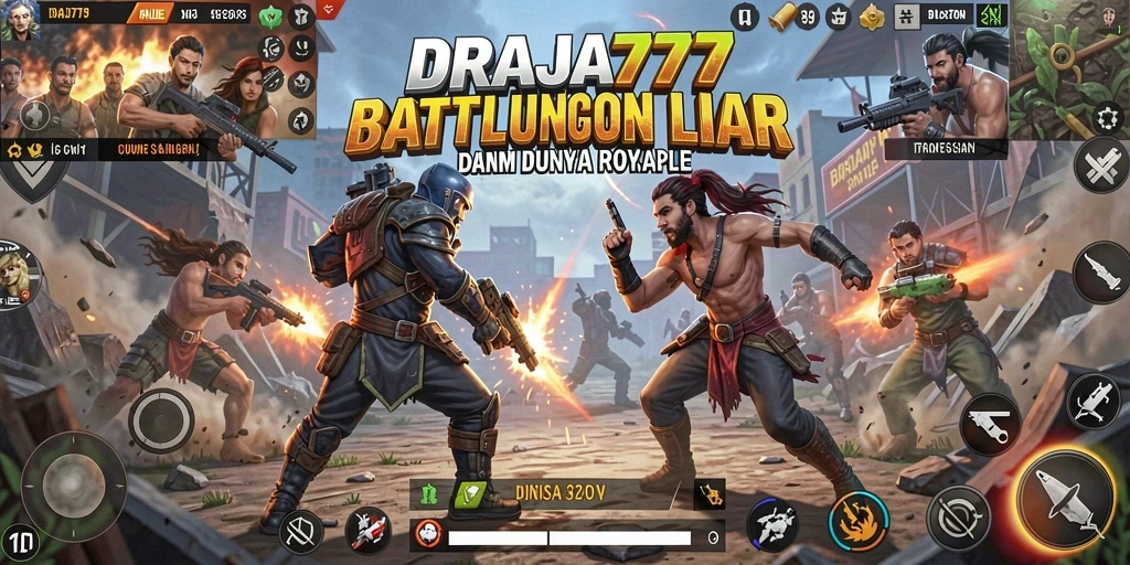 Tangkapan layar DRAJA777 menampilkan aksi intens Battle Royale.