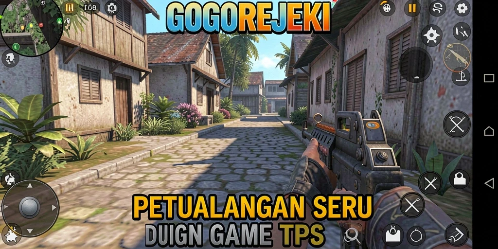 Screenshot utama GOGOREJEKI menunjukkan aksi seru dalam gameplay TPS.