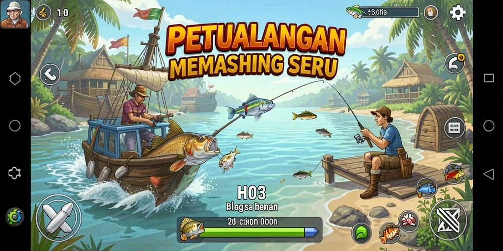 Gameplay H03 menampilkan momen memancing yang mendebarkan dan indah.
