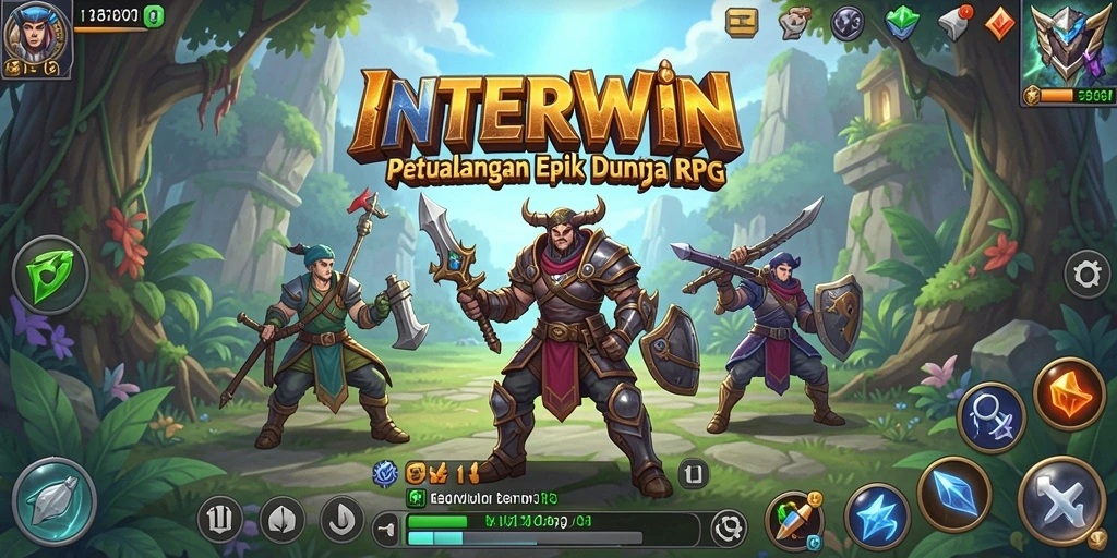 Screenshot INTERWIN yang menampilkan aksi pertempuran seru dalam dunia RPG.
