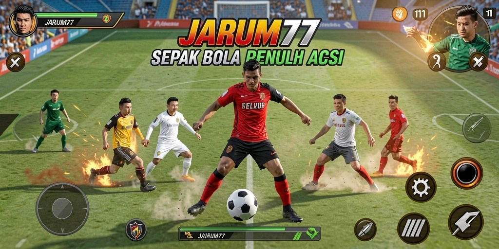 Tampilan gameplay <strong>JARUM77</strong> yang penuh aksi di lapangan hijau.