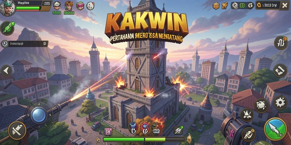Screenshot menunjukkan aksi seru dalam pertahanan menara KAKWIN.