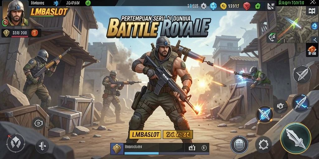 Tampilan gameplay LMBASLOT yang seru dalam pertempuran Battle Royale.