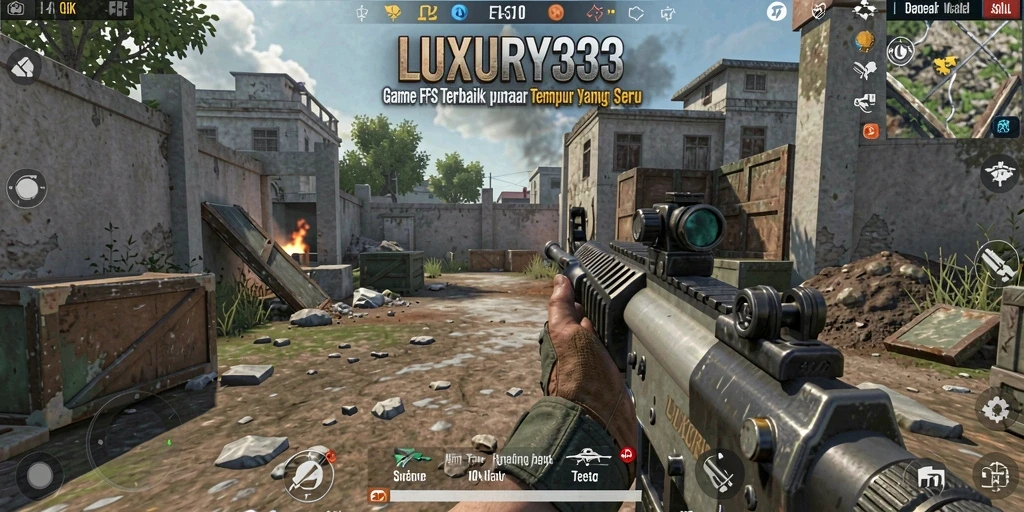 Tangkapan layar gameplay <strong>LUXURY333</strong> yang menunjukkan aksi tembak-menembak yang intens.