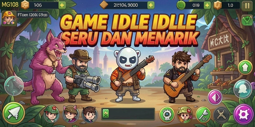 Screenshot gameplay MG108 menunjukkan aksi seru dan pengelolaan sumber daya.