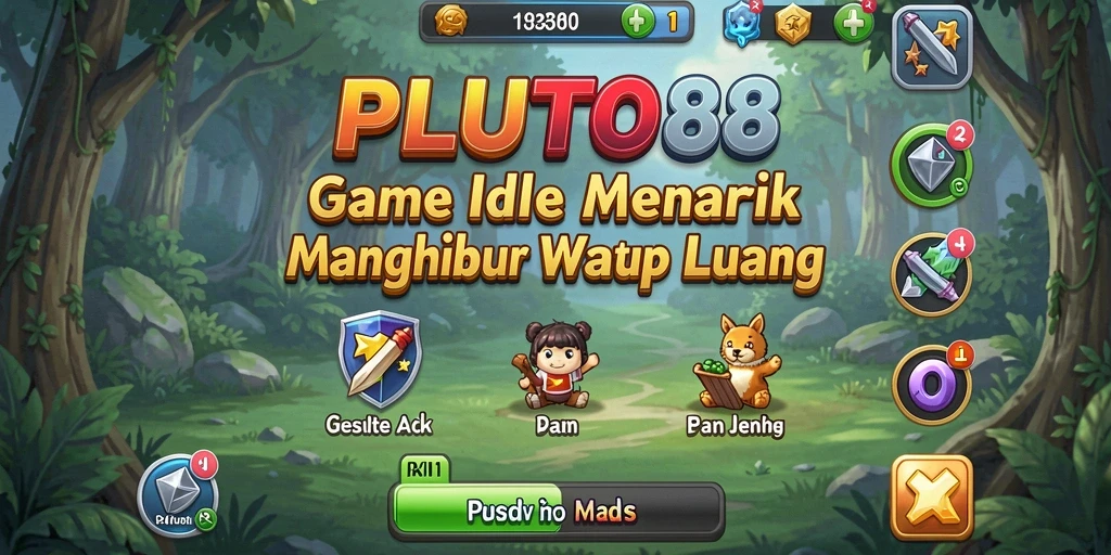 Screenshot gameplay PLUTO88 yang menunjukkan interaksi antar karakter dalam game Idle.