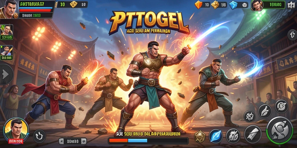 Screenshot gameplay PTTOGEL menampilkan aksi mendebarkan di arena pertarungan.