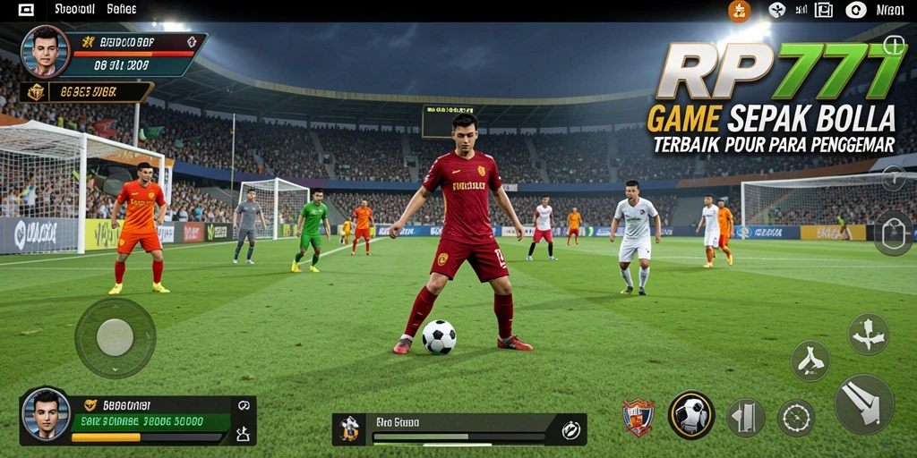 Tampilan gameplay RP777 yang memukau dengan aksi sepak bola yang mendebarkan.