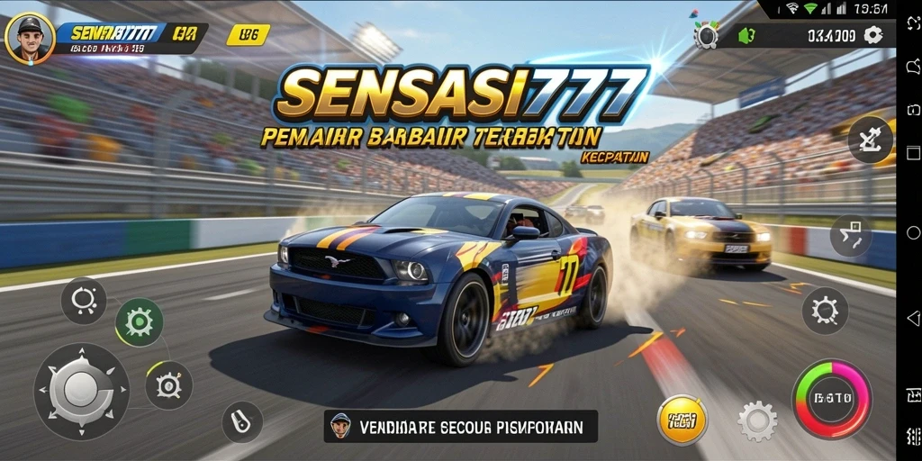 Gameplay balap seru di SENSASI777 dengan mobil kece.