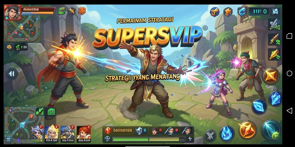 Gameplay mendebarkan dari SUPERSVIP menunjukkan pertempuran strategis yang intens.