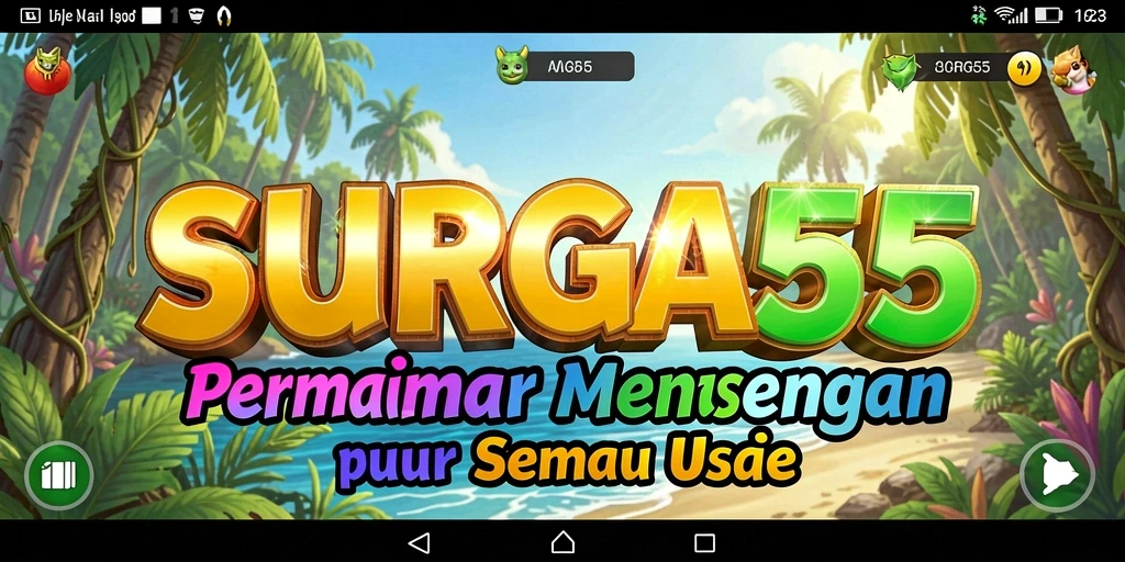 Gameplay SURGA55 yang seru dan menghibur dengan tampilan warna-warni.