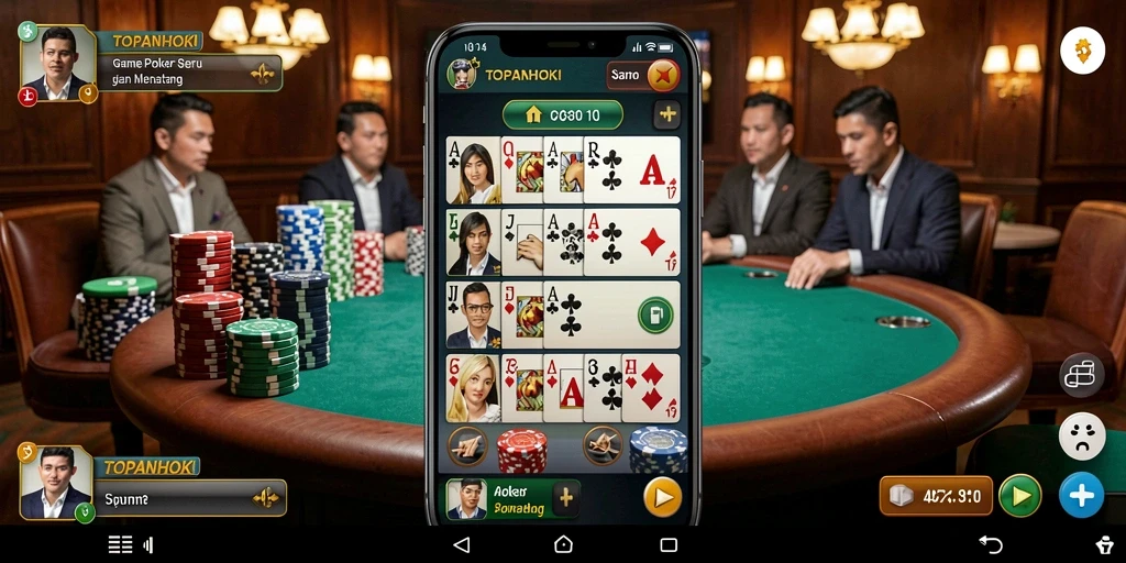 Screenshot gameplay poker di TOPANHOKI dengan suasana kompetitif yang menarik.