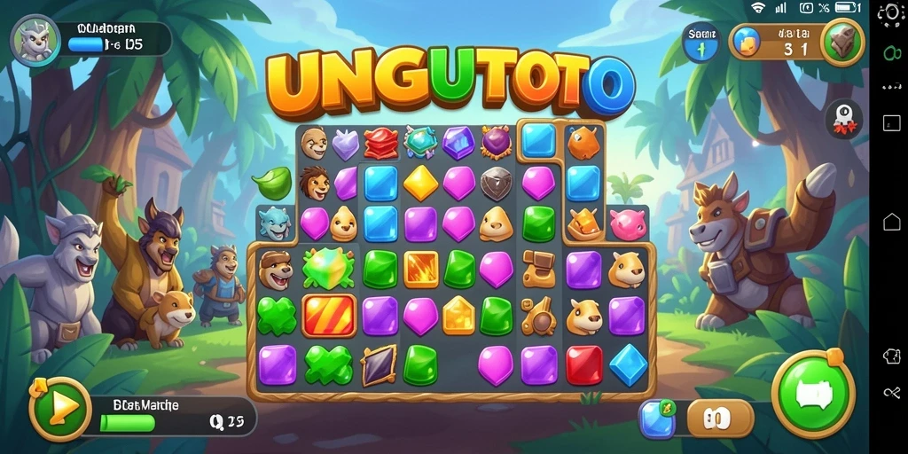 Tampilan gameplay seru UNGUTOTO dalam tantangan Match-3.