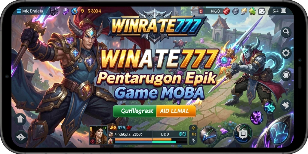 Tampilan aksi seru gameplay MOBA di WINRATE777.