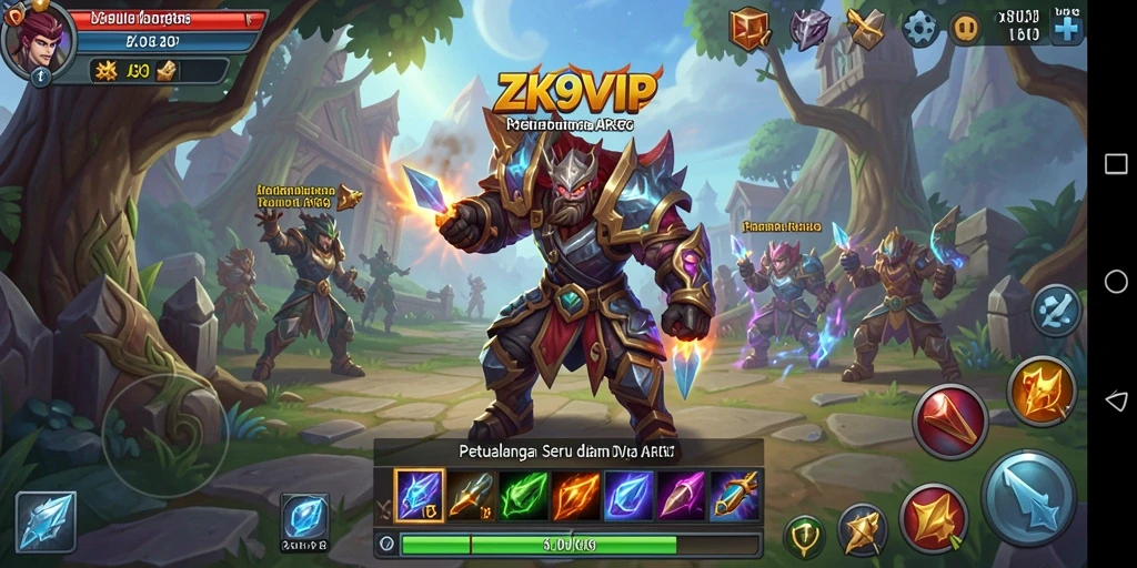 Screenshot gameplay ZK9VIP menampilkan aksi pertarungan epik.